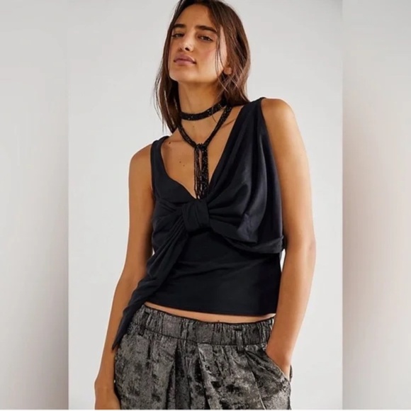 Free People Big Bow Black Tank L - Picture 8 of 8